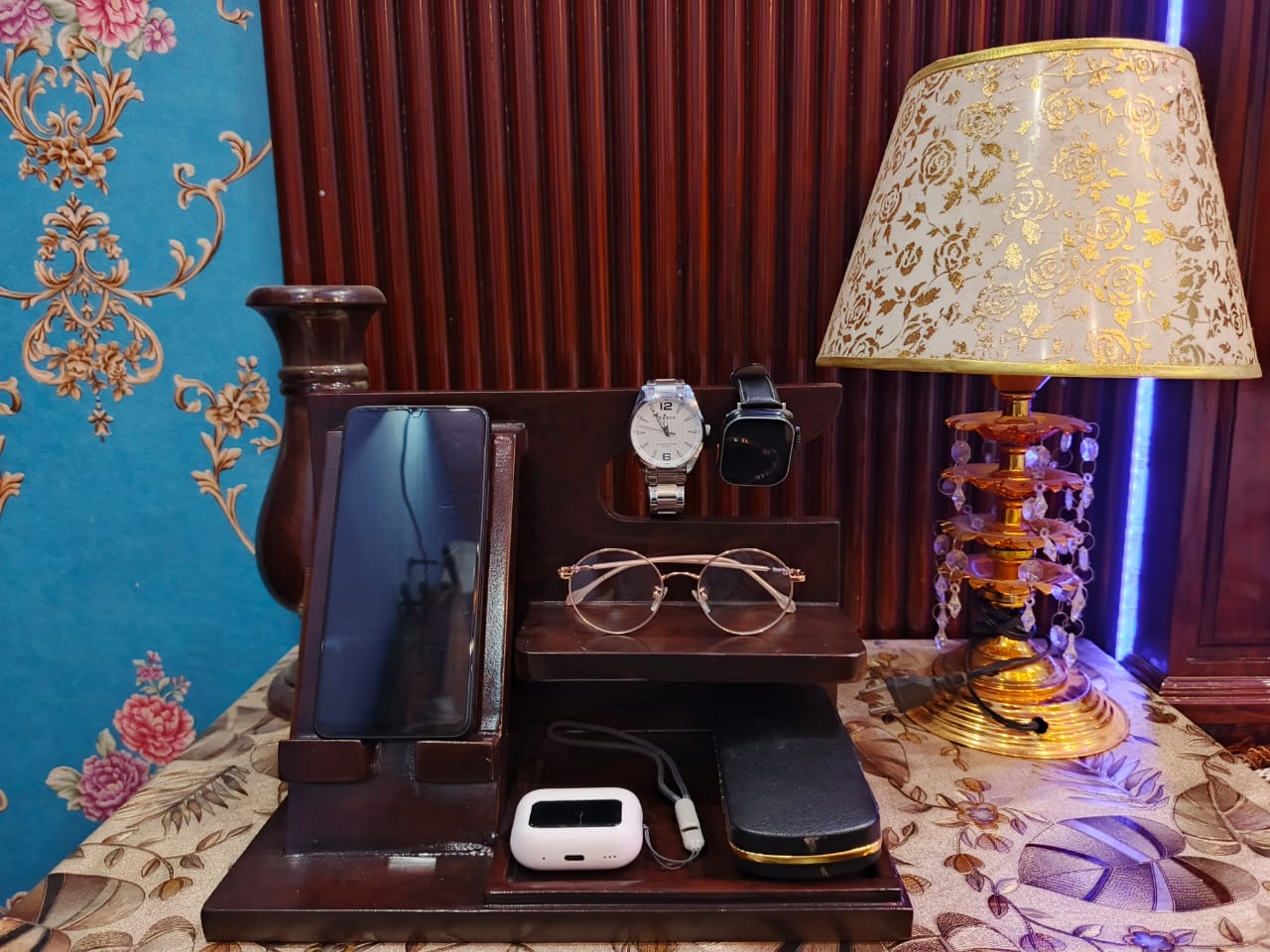 wooden docking station
